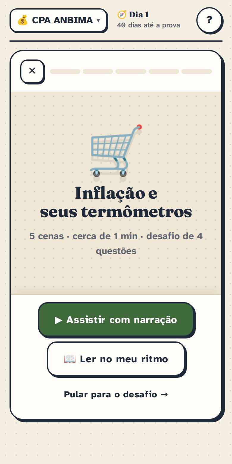 Início de uma aula curta com narração